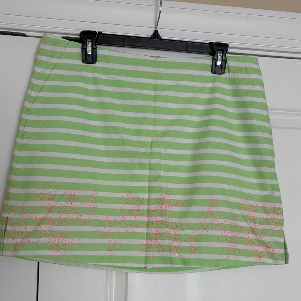 NWT Lady Hagen Lime Striped Skort 12